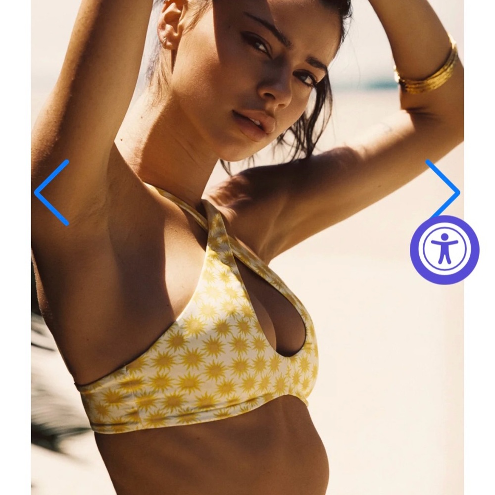Skatie Jasmine Too in Ischia Size M: Yellow Floral Bikini Top